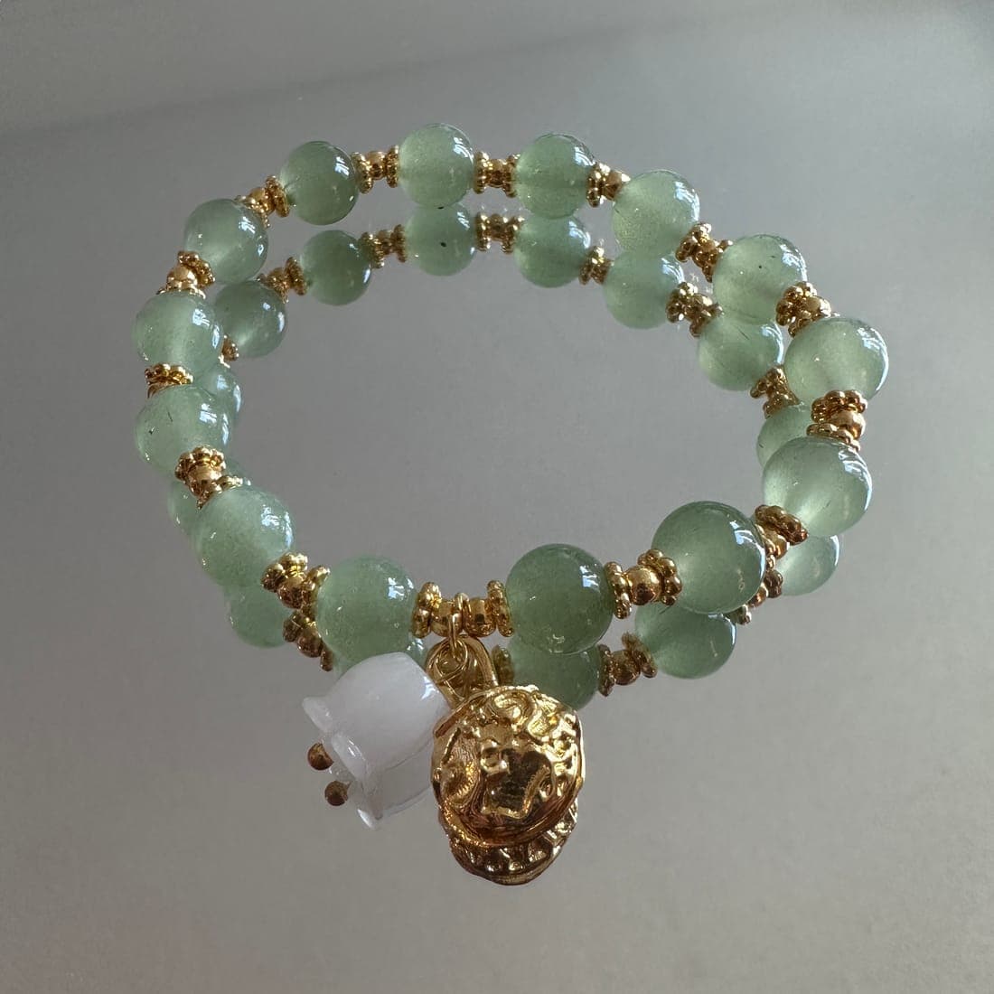 Green & Gold Charm Bracelet
