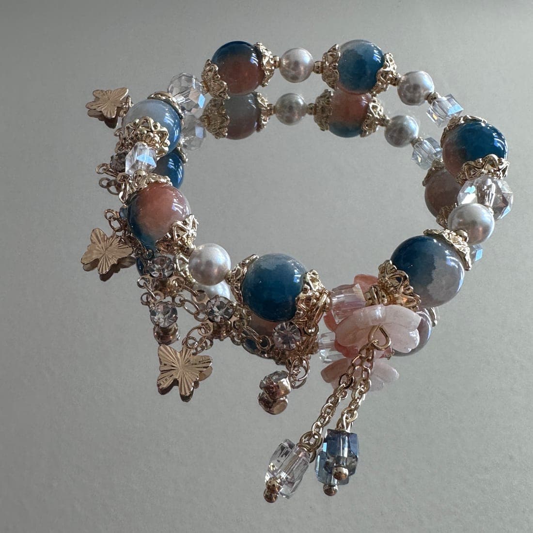 Peach & Blue Charm Bracelet